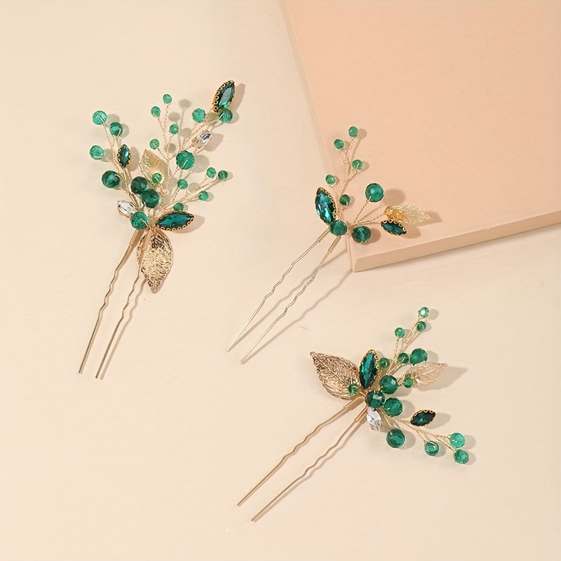 Crystal Jewelry Hairpin U shaped Ponytail Holder Hair Accessories