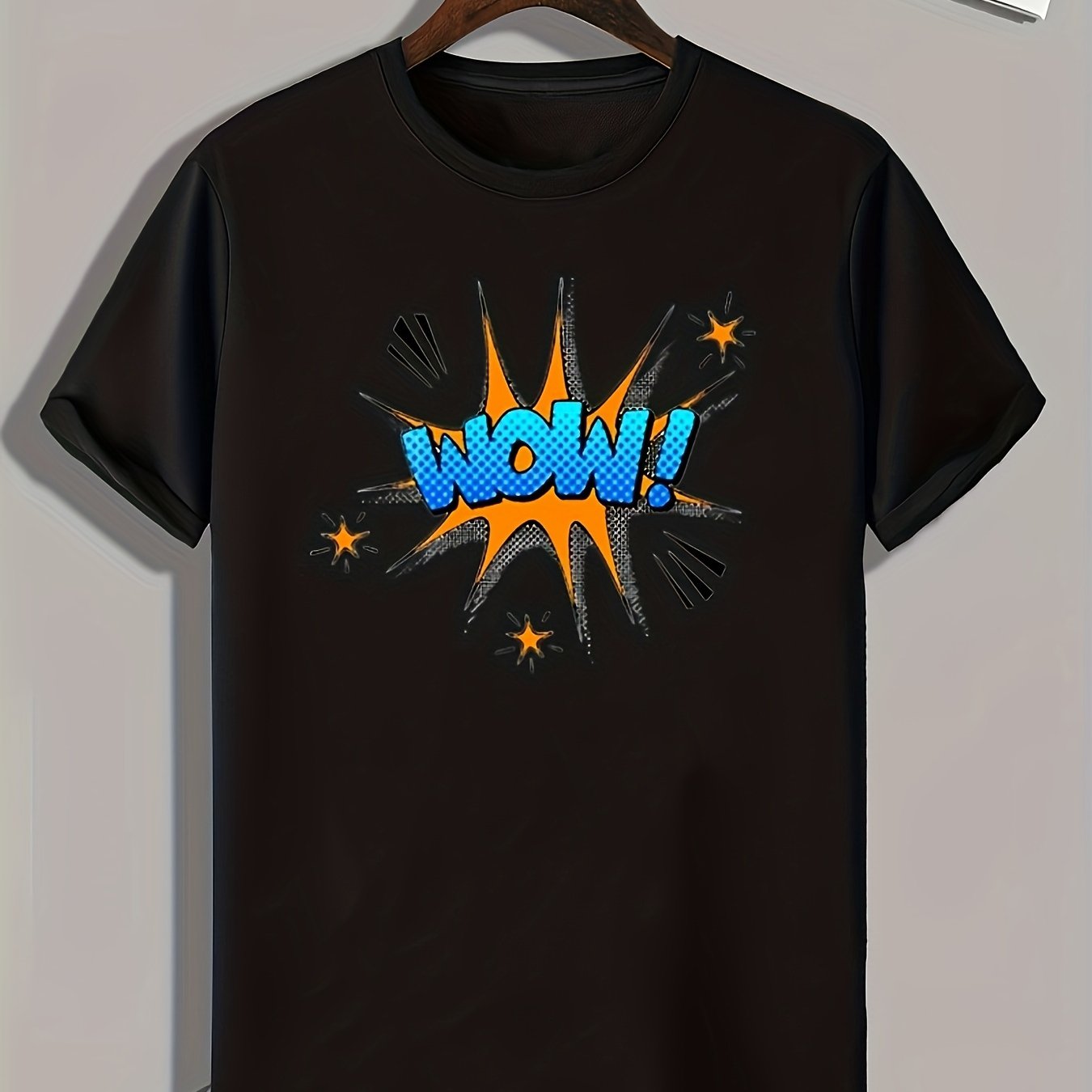 WOW Pattern Print Men's Sports T-shirt Graphic Tee