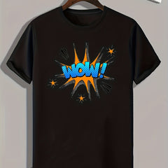 WOW Pattern Print Men's Sports T-shirt Graphic Tee