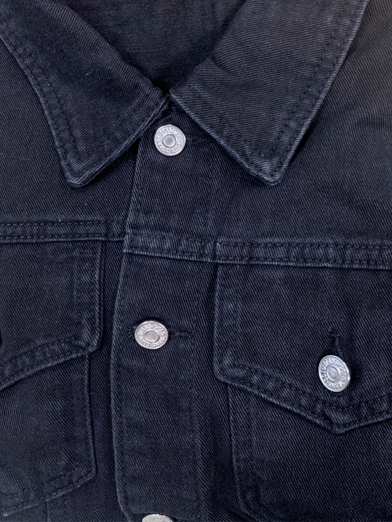 Long Sleeves Lapel Denim Jackets Flap Pockets Single Breasted Button