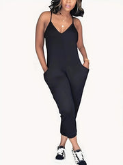 V Neck Cami Jumpsuit with Pockets