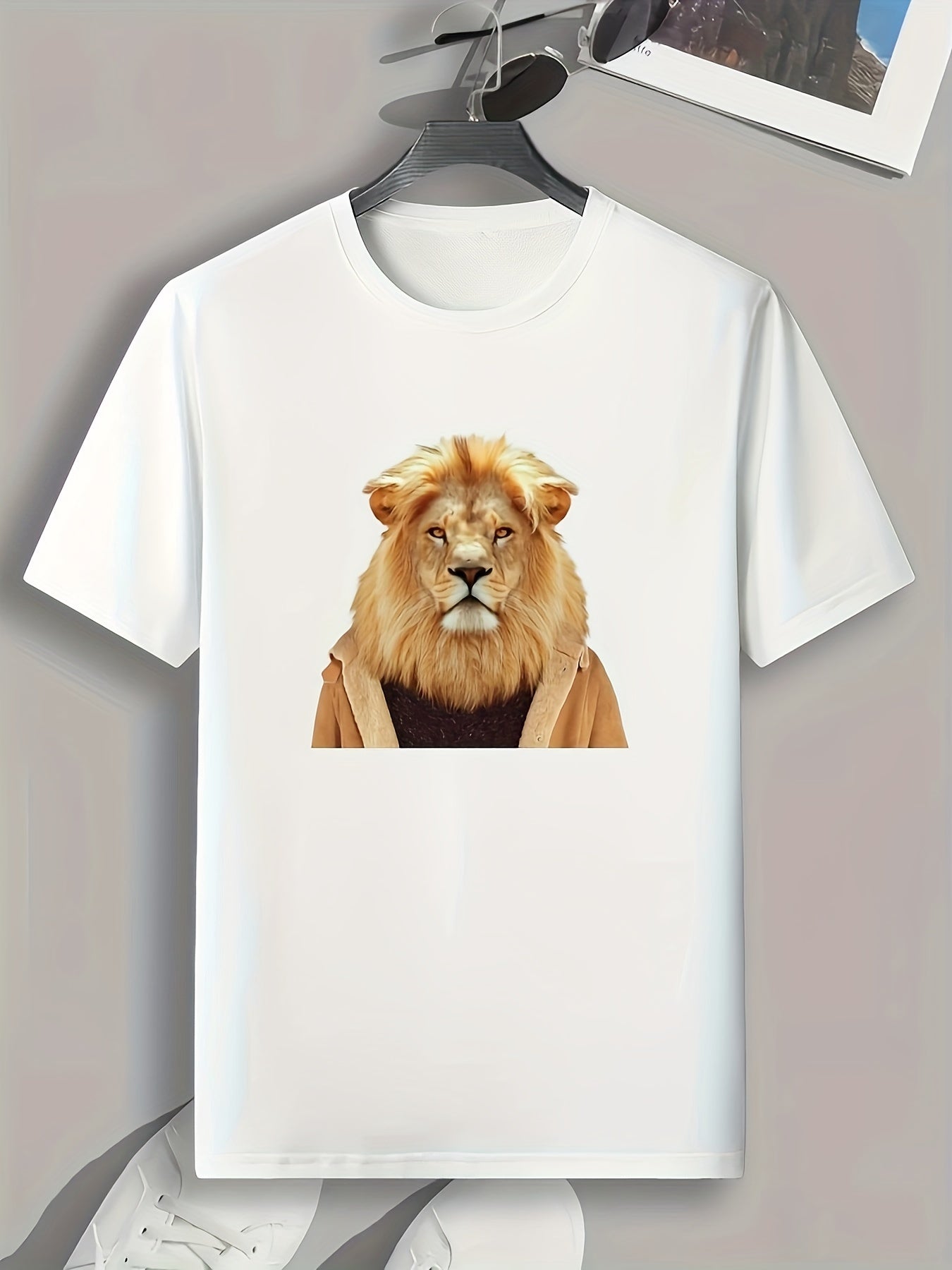 Lion Print Men's Graphic T shirt Comfy Casual Tees For Summer