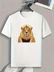 Lion Print Men's Graphic T shirt Comfy Casual Tees For Summer