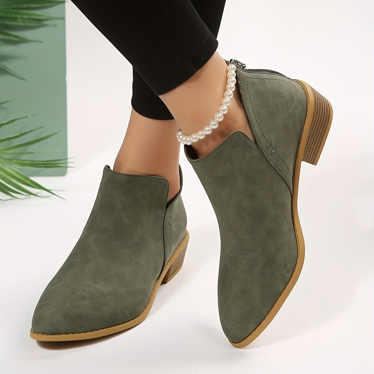 Chunky Heel Ankle Boots Zipper Retro Short Boots