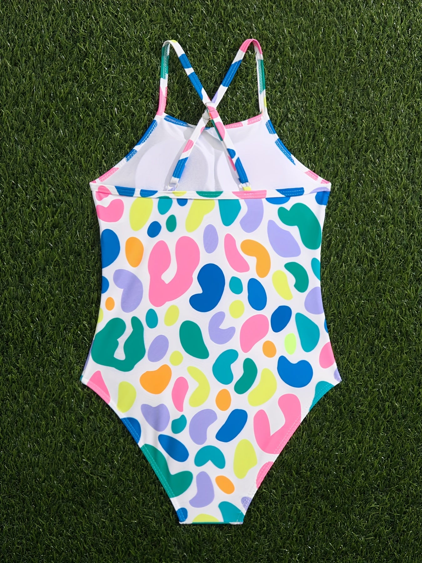 Girls Graffiti Swimwear Suspenders Beach Swimsuit