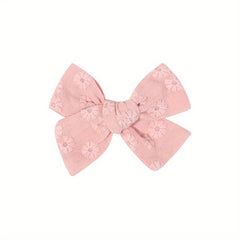 Plaid Bow Hair Clips for Baby Girls Embroidered Flowers Princess Accessories