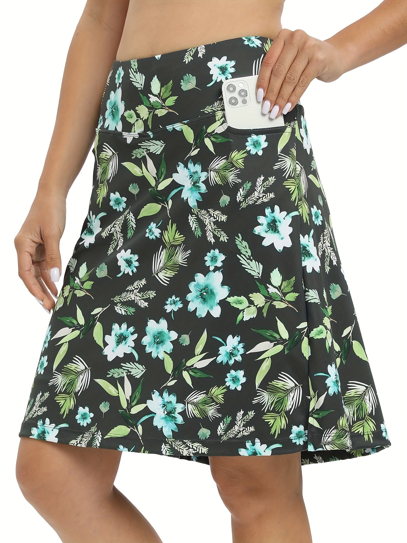 Paisley Print High Waist Pocket Skirt for Women
