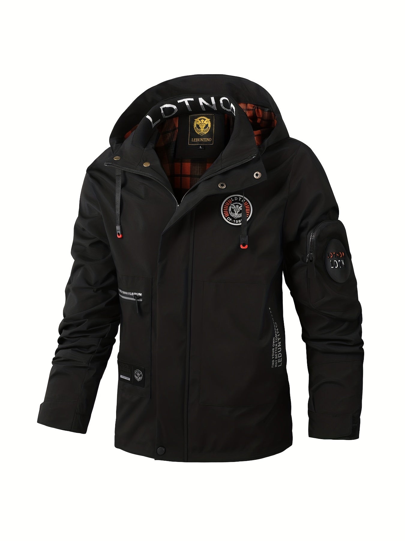 Waterproof Windbreaker Hooded Jacket Men's Casual Zip Up Jacket