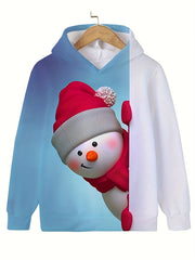 Kids Snowman Long Sleeve Hooded Sweatshirt Christmas