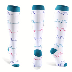 Striped Compression Sports Socks Anti slip Breathable Knee High Socks