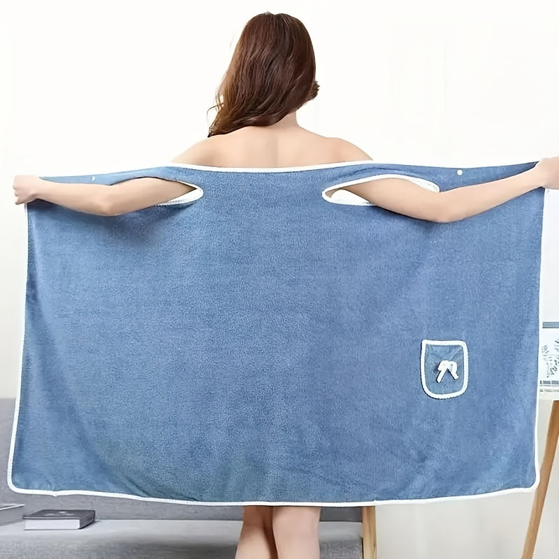 Quick Drying Coral Velvet Bath Skirt with Pockets - Stylish Bath Wrap Towel