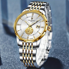 LIGE Business Men Watches Stainless Steel Waterproof Quartz Wristwatch
