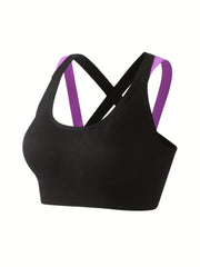3pcs Criss Cross Sports Bras Colorblock Running Workout Bra Lingerie
