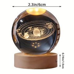 Solar System Crystal Ball Space Decor USB Powered Gift for Astronomy Enthusiasts