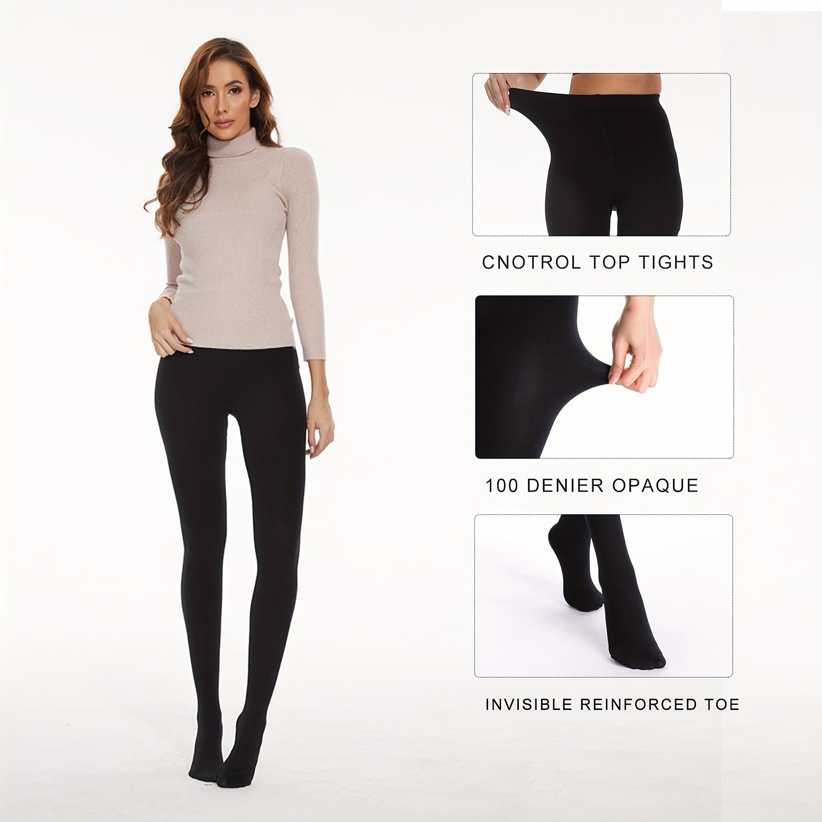 2 Pack Slim High Waist Opaque Tights Women's Stockings