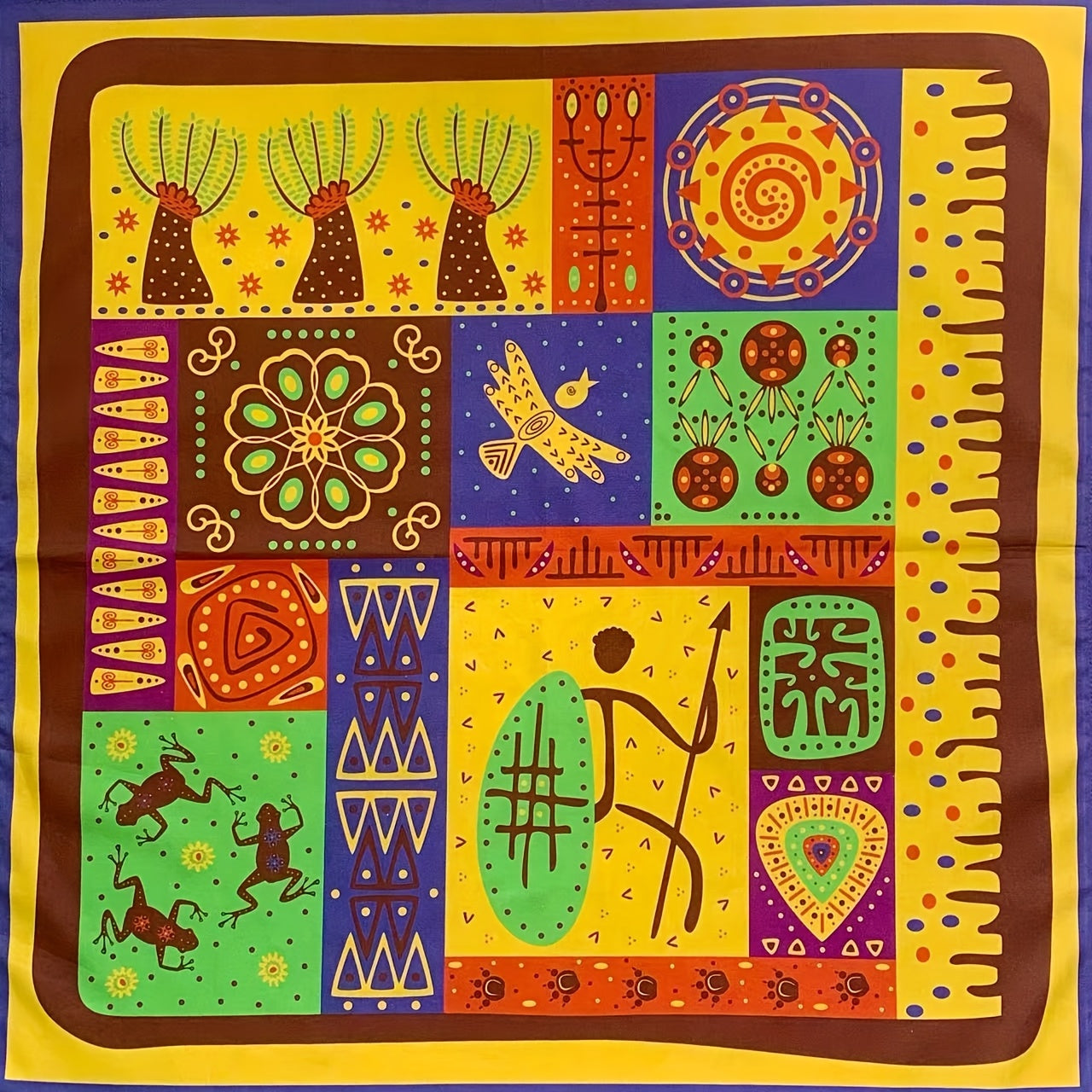 Soft African Tribal Headscarf Geometric Pattern Machine Washable for Halloween
