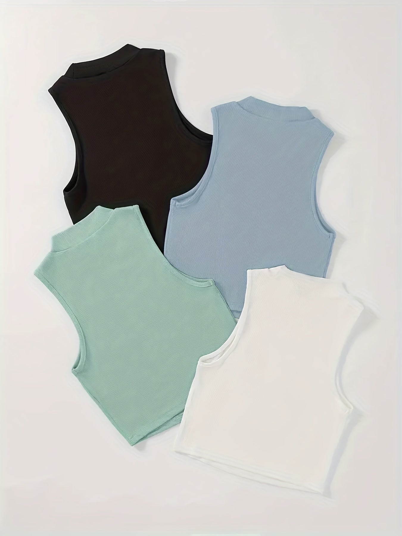 4 Pack Mock Neck Sleeveless Top for Summer Women