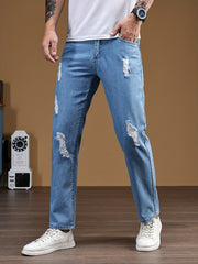 Men's Ripped Jeans Distressed Denim Pants Street Style
