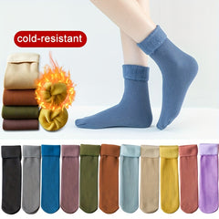 5 Pairs Winter Warm Snow Socks Fleece Crew Socks