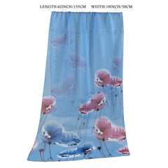 Lotus Print Chiffon Scarf Gradient Thin Gauze Shawl Windproof Head Wrap