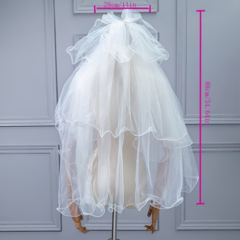 Bride Wedding Veil With Hair Comb Tulle Hair Piece Costume Accessory