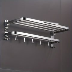 Stainless Steel Foldable Towel Storage Rack Wall Mounted Holder