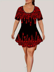 Gothic Outfits Set Women's Plus Skull Print Top & Leggings 2 Piece Set