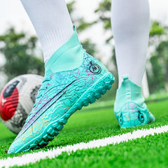 Colorful Anti Slip Turf Spikes Soccer Shoes Lightweight Cleats