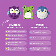 Crochet Yarn Kit with Owl Pen - DIY Cartoon Doll