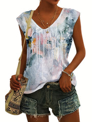 Floral Print V-Neck Tank Top for Women