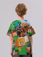 Pixel Style Print Kid's T shirt Unisex Tee For Summer