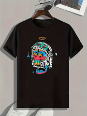 Cartoon Print Men's Graphic T-shirt for Summer