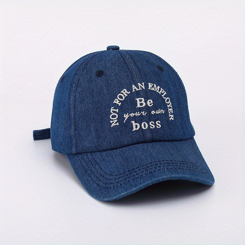 Washed Denim Peaked Cap Letter Pattern Sun Hat Baseball Cap