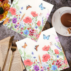 20pcs Flowers Napkins Decorative Floral Paper Napkins