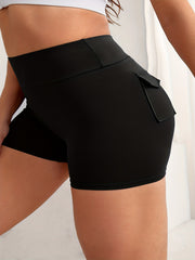 Sports Shorts Women's Plus Solid High Rise Medium Stretch Skinny Fitne