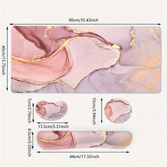 Red Marble Desk Mat Mouse Pad Keyboard Wrist Rest Set
