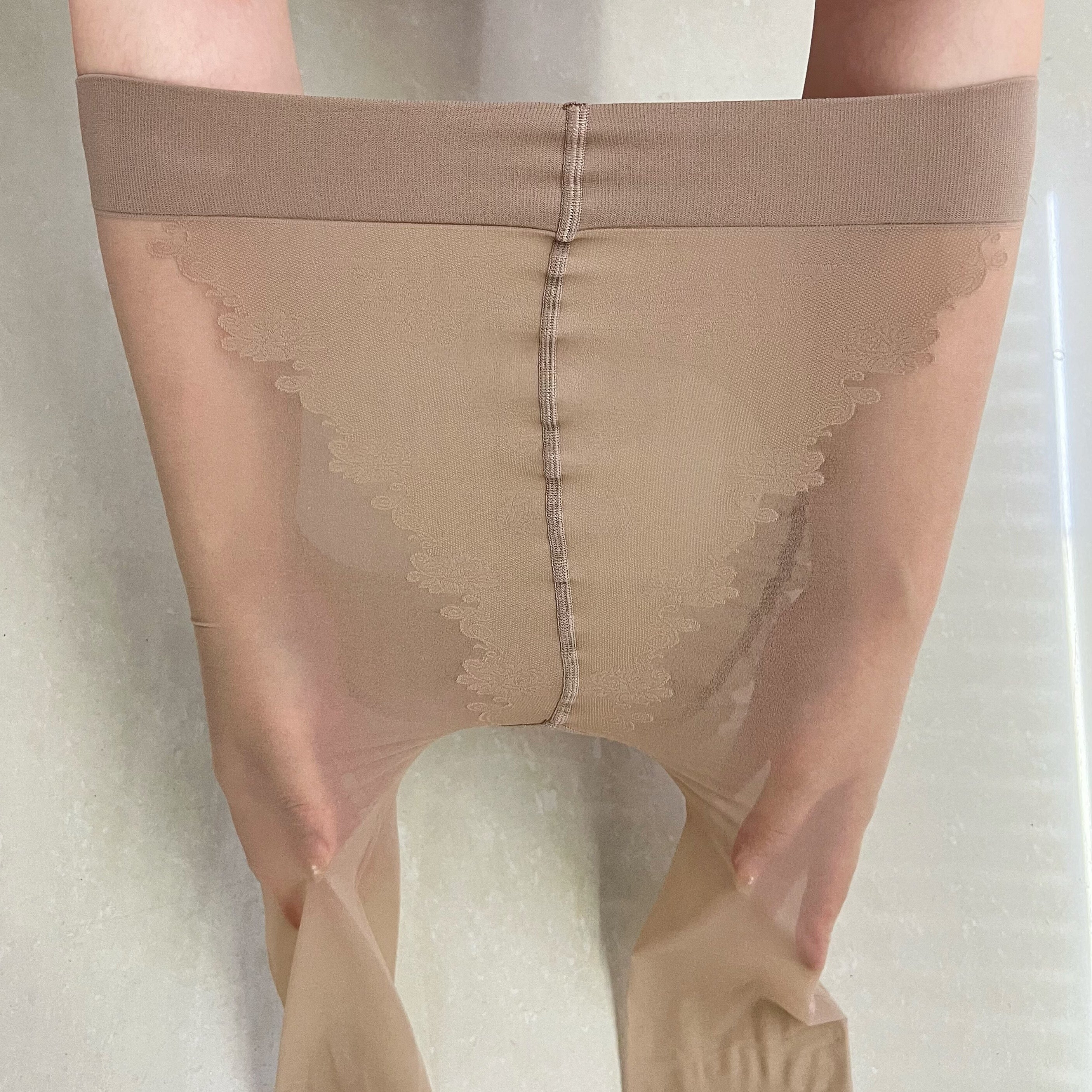 Butterfly Jacquard Pantyhose High Waist Slim Footed Stockings