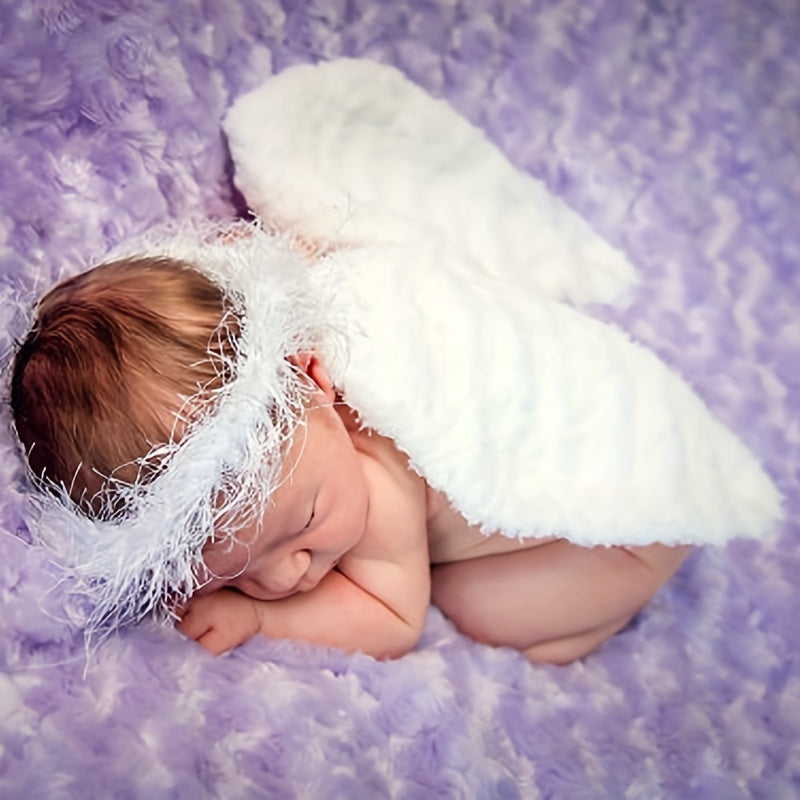 Baby Angel Hair Ring Feather Wings Photo Set