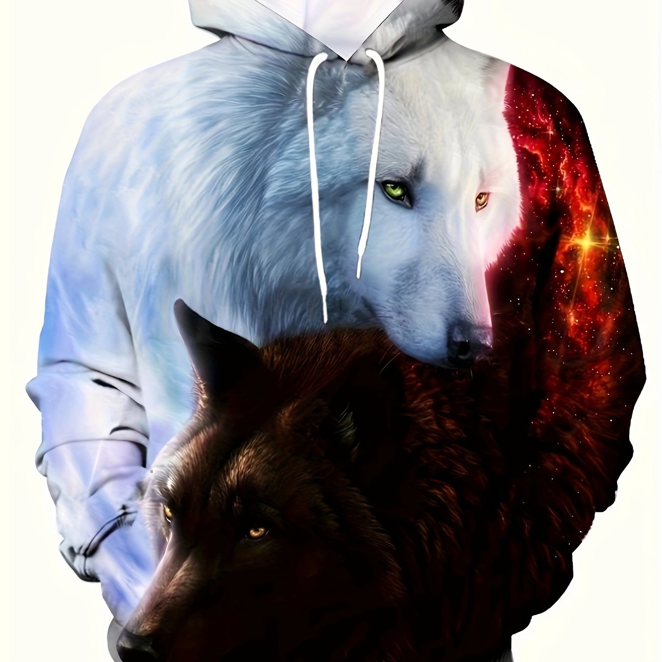 Wolf 3D Print Hoodies Men Graphic Hoodie Kangaroo Pocket Loose Hooded Pullover