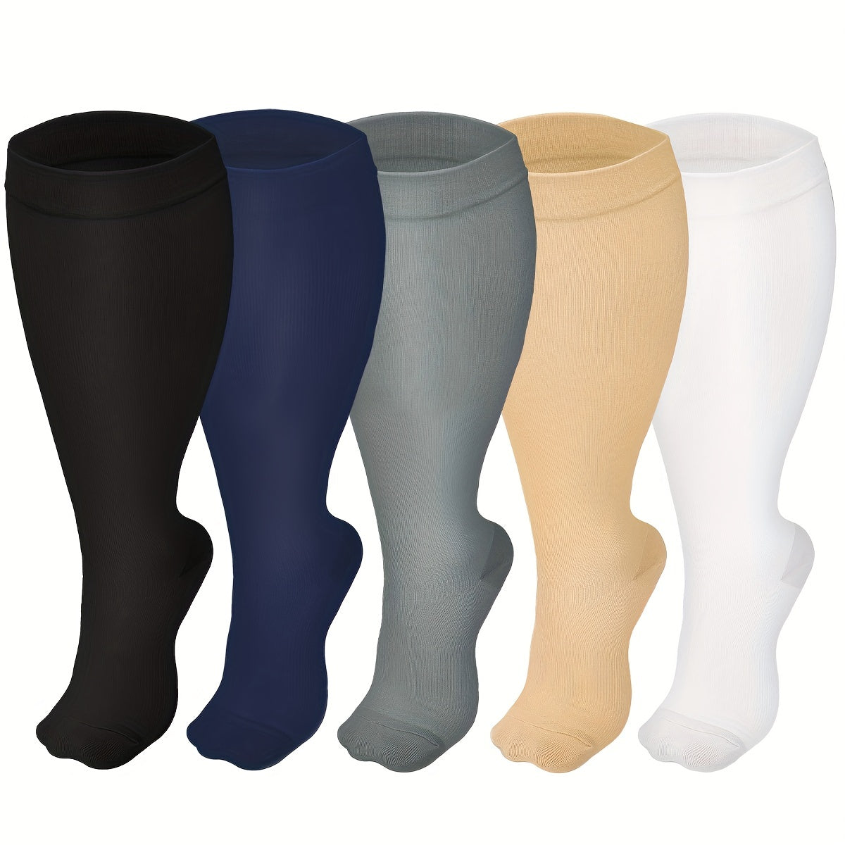 5 Pairs Plus Size Knee High Copper Compression Socks for Women & Men