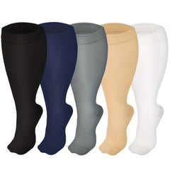 5 Pairs Plus Size Knee High Copper Compression Socks for Women & Men