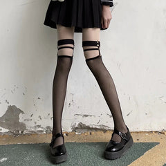 Punk Riveted Stockings Funny Underwear