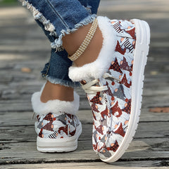 Women's Christmas Dwarfs Print Snow Boots Plus Plush Comfort Shoes