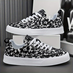 Men's Flowery Lace-up Skate Shoes with Good Grip