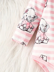 Baby Girls Cartoon Print Bodysuit Pants Headband Set