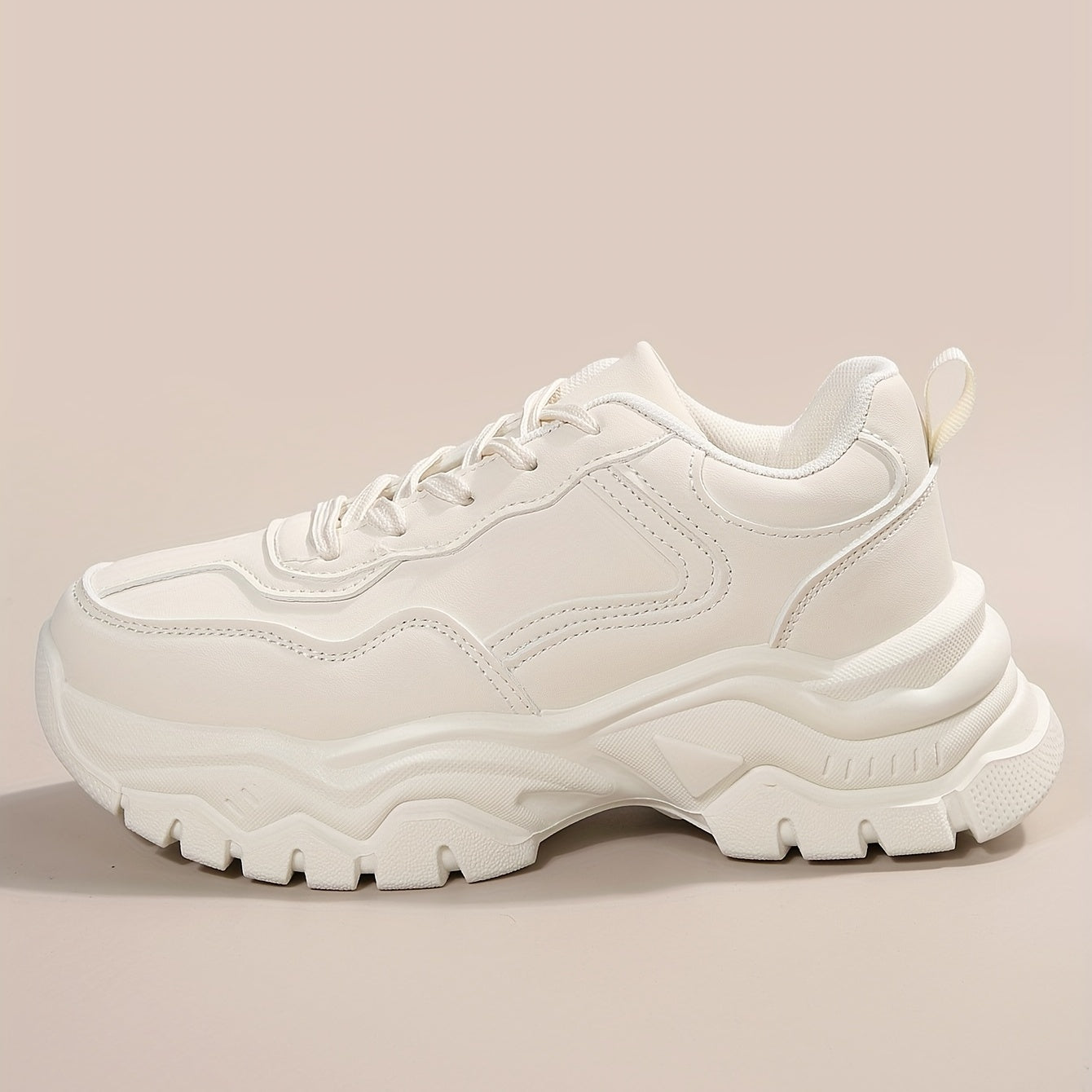 Women's Platform Sneakers Faux Leather Lace Up Trainer Lightweight Shoes