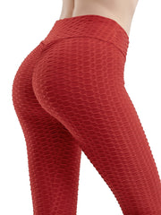 Honeycomb Bubble Slimming Yoga Leggings High Stretch Sports Tight Pants