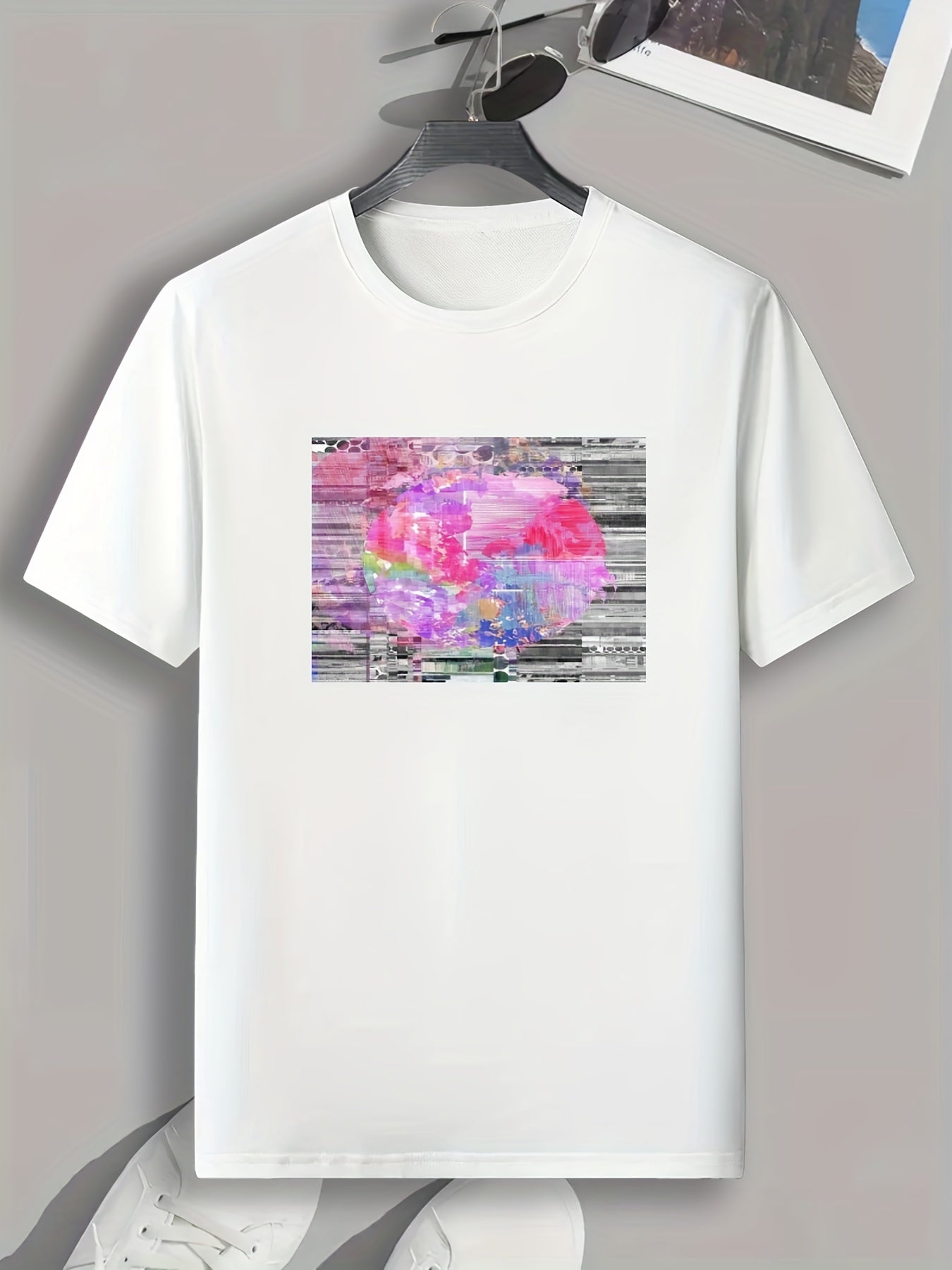 Colorful Brush Stroke Print Men's Comfy T shirt