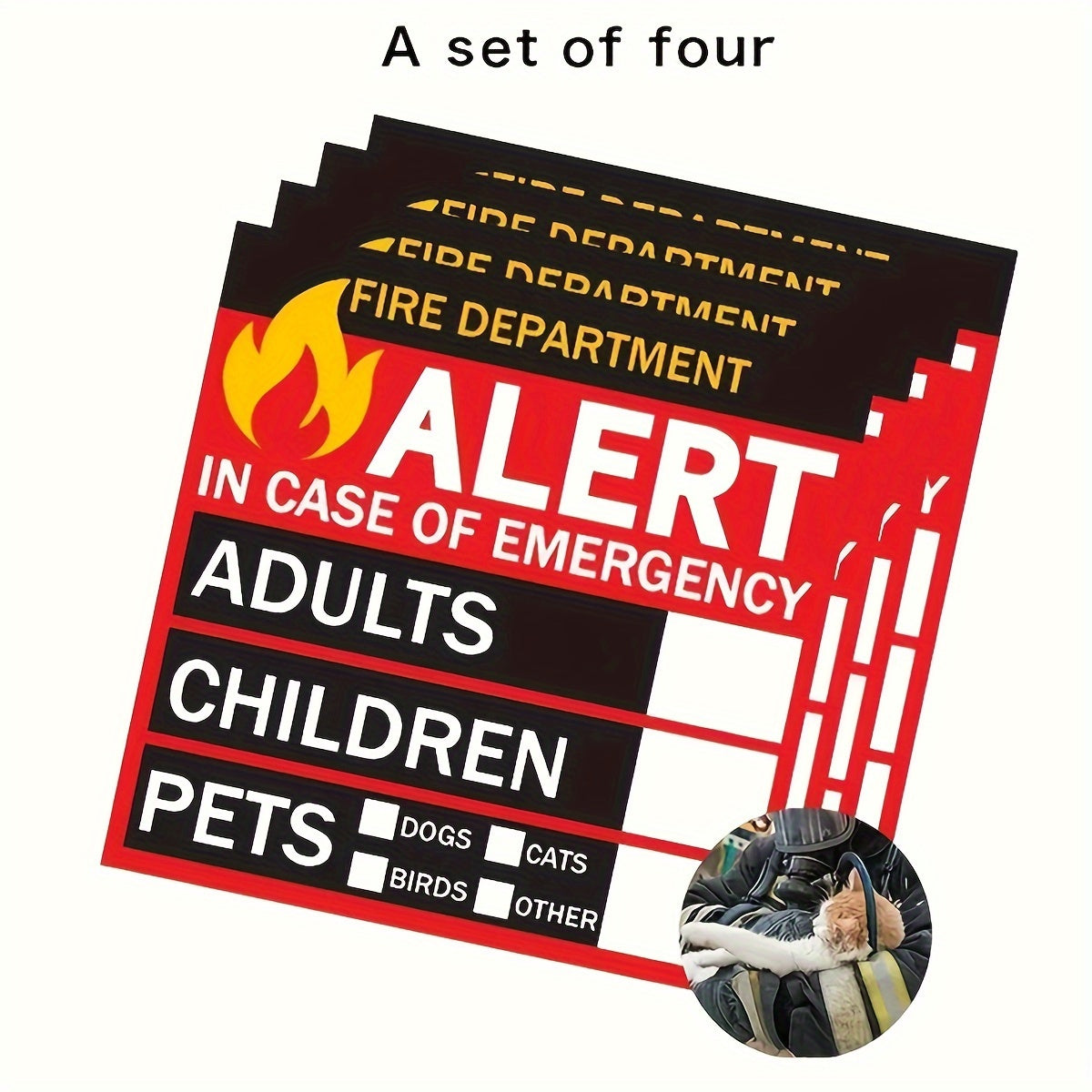 5pcs Emergency Alert Personnel And Pet Window Stickers Set