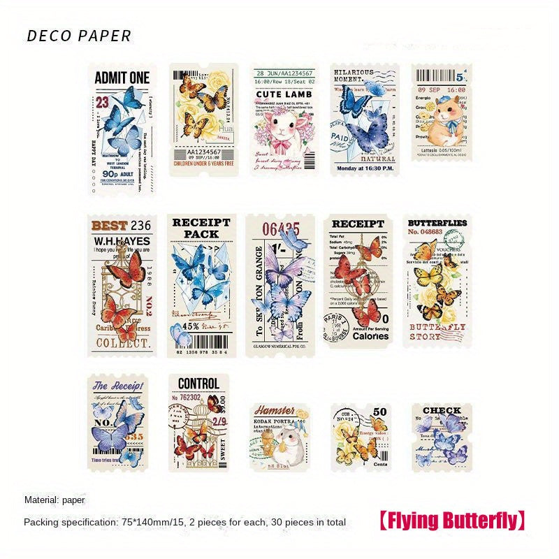 30pcs Vintage DIY Stickers Frame Notebooks Collage Decor